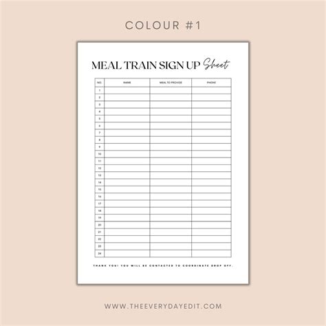 Meal Train Sign up Sheet Printable, Baby Shower Meal Train, New Parents Meal Train, Baby Shower ...