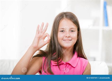 Smiling Deaf Girl Using Sign Language Stock Image - Image of medicine, hearing: 61420769