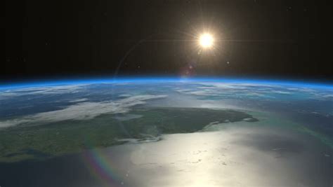 Beautiful Slow Sunrise From Earth Orbit. View From ISS. Clip Contains Earth, Sunrise, Space, Sun ...