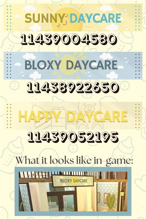 roblox bloxburg daycare sign decals | School decal, Daycare signs, City ...