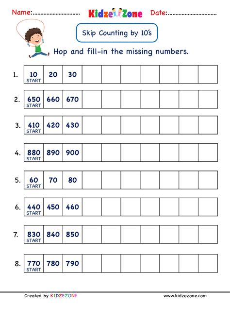 Counting In 10s Worksheet Grade 1