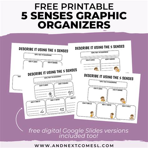 Free Printable 5 Senses Graphic Organizers | And Next Comes L ...