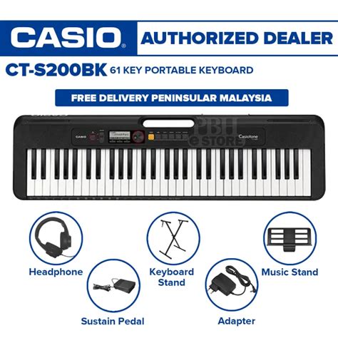 Casio CT-S200 61-Keys Casiotone Keyboard with Keyboard Stand, Sustain ...