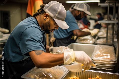 volunteers prepare food for homeless people Stock Photo | Adobe Stock