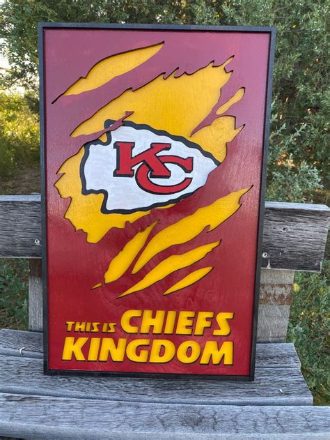 Chiefs Kingdom Ripped Sign - Etsy | Kansas city chiefs craft, Chief, Chiefs crafts