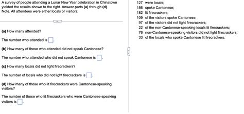 Solved 127 ﻿were locals;156 ﻿spoke Cantonese;182 ﻿lit | Chegg.com