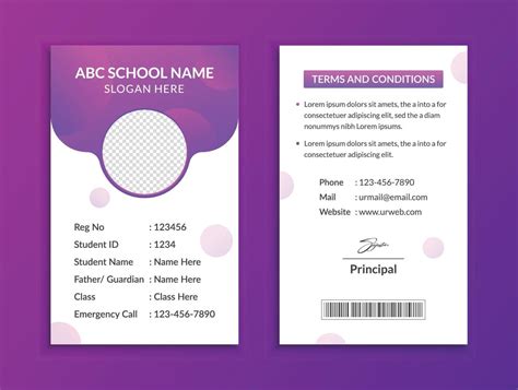 School id card template and vatical college student identity card design layout 14579430 Vector ...