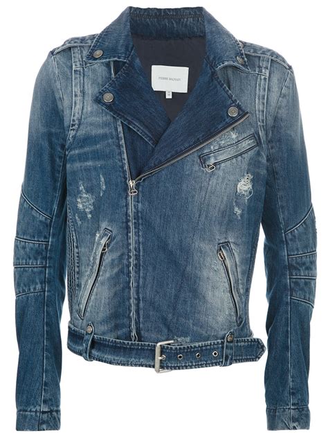 Lyst - Balmain Denim Biker Jacket in Blue for Men