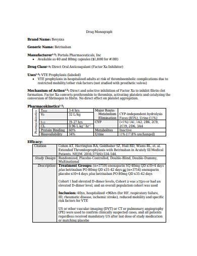 FREE 6+ Drug Monograph Samples in PDF | MS Word