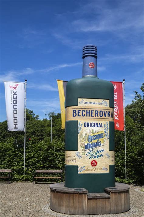 Big Becherovka bottle editorial photo. Image of flavor - 113388656