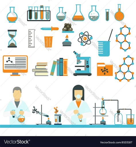 Laboratory symbols science and chemistry icons vector image on ...