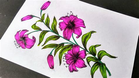 Flower Drawings With Color