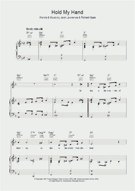 Hold My Hand Piano Sheet Music | OnlinePianist