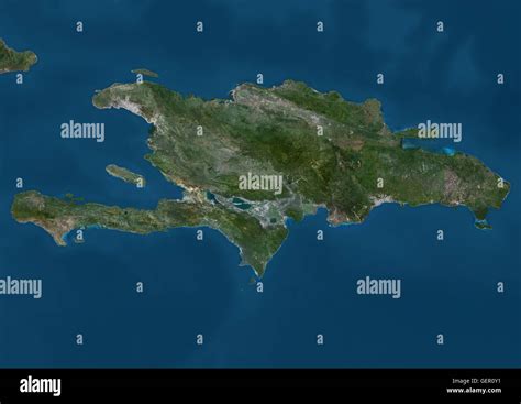 Satellite view of Haiti and The Dominican Republic. This image was compiled from data acquired ...