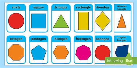 2D Flashcards - Pictures of Shapes for Toddlers & Children