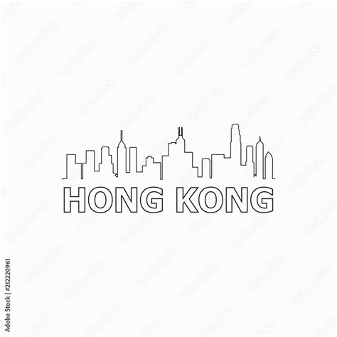 Hong Kong skyline and landmarks silhouette black vector icon. Hong Kong panorama. China Stock ...