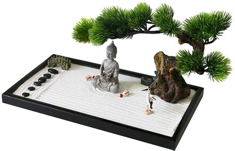 Zenfy Zen Garden Kit Desktop Mini Japanese Sand Garden Kit with Bamboo Tray