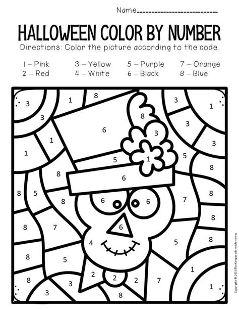 Skeleton Color by Number Halloween Preschool Worksheets - The Keeper of the Memories