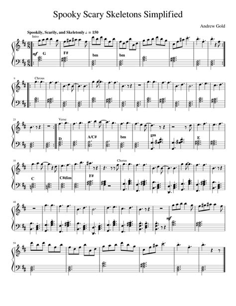 spooky scary skeletons simplified Sheet music for Piano (Solo) | Musescore.com