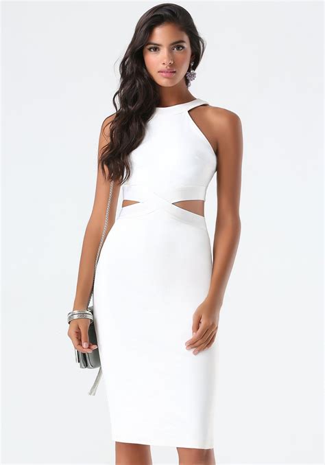 Bebe Sleeveless Cutout Dress in White | Lyst