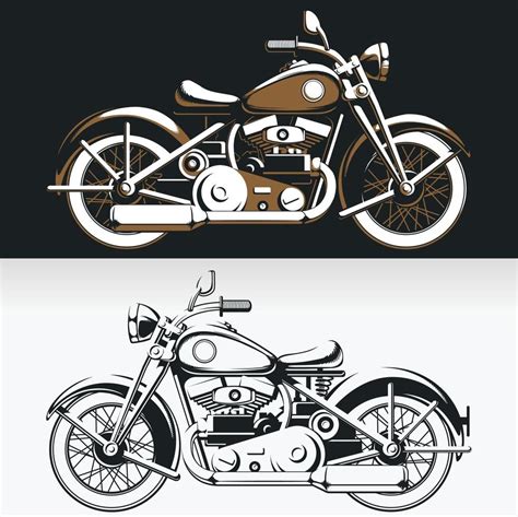 Silhouette Vintage Biker Motorcycle Sideview Old Rider Vector Drawing ...