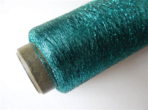 Emerald lace metallic yarn crochet yarn dark-green lurex | Etsy