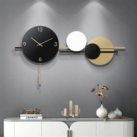 35.4" Modern Geometric Metal Digital Wall Clock Oversized Wall Decor For Living Room | Homary ...