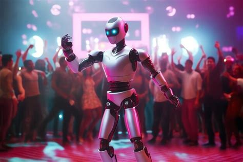 Premium Photo | Robot on a dance floor AI generated