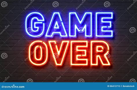 Game Over Neon Sign on Brick Wall Background. Stock Image - Image of ...