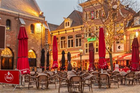 Sunset View of the Famous Dutch Waagplein with Pubs and Restaurants in the City Center of ...