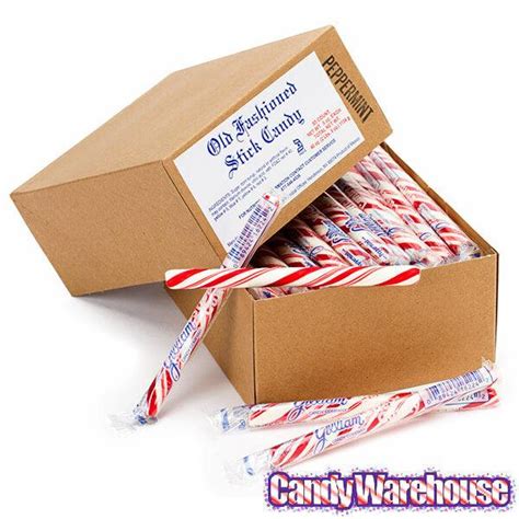 Old Fashioned Hard Candy Sticks - Peppermint: 80-Piece Box | Candy Warehouse