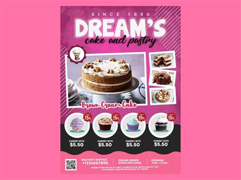 Free Cake and Pastry Flyer Template (PSD)