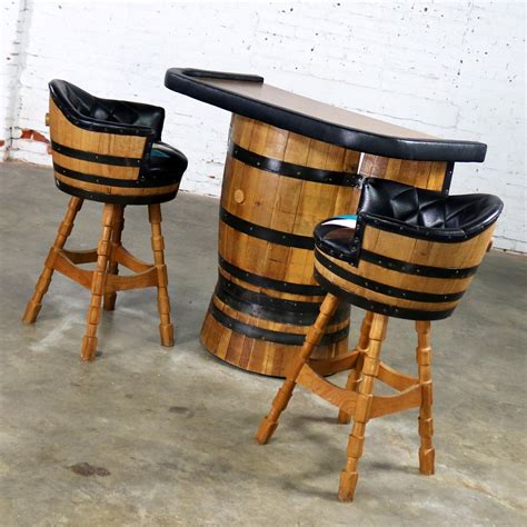 Wine Barrel Counter Stool With Back Natural Finish Swivel Sweden ...