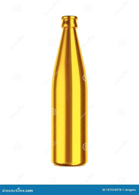 Golden Bottle for Beer or Water Isolated Stock Photo - Image of ...