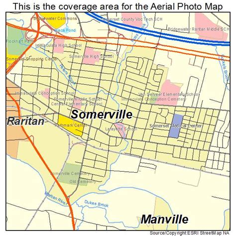 Aerial Photography Map of Somerville, NJ New Jersey