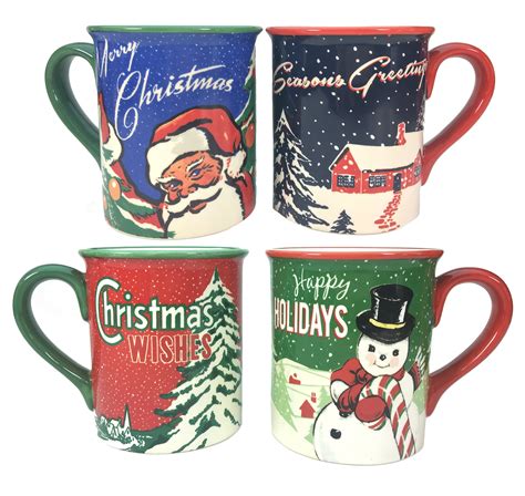 Retro Christmas Mugs - TheHolidayBarn.com