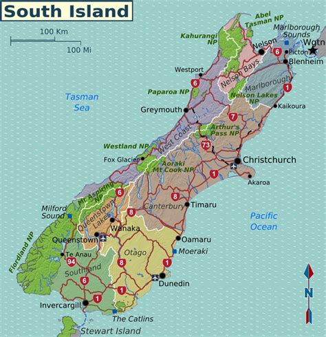 Map of south island new zealand regions - Map of south island new ...