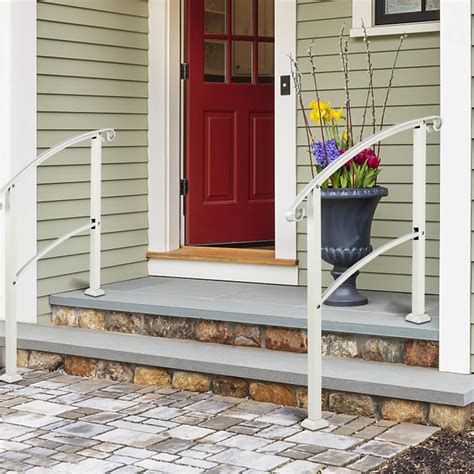 SalonMore Transitional Handrail Fits 1 or 3 Steps White Stair Rail Handrails for Outdoor Steps ...