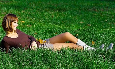 Girl On Green Grass Person Beautiful Falling Photo Background And Picture For Free Download ...