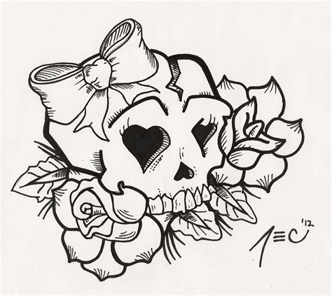 Girly Skull Tattoo by theADROCK on DeviantArt