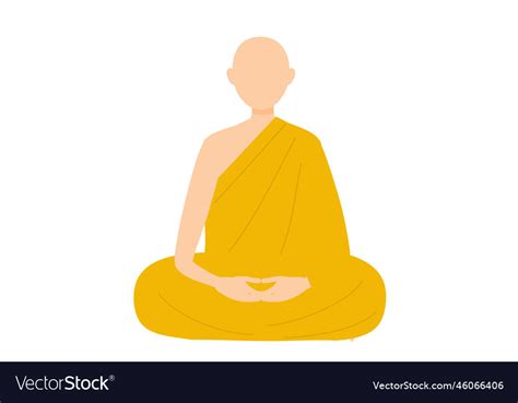 A monk wearing bright robe and meditation Vector Image