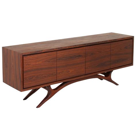 Stunning Vintage Brazilian Rosewood Credenza with Sculptural Base at 1stDibs