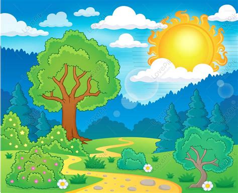 Dibujos Animados Verano Afueras Paisaje Natural Vector Material PNG Imágenes Gratis - Lovepik