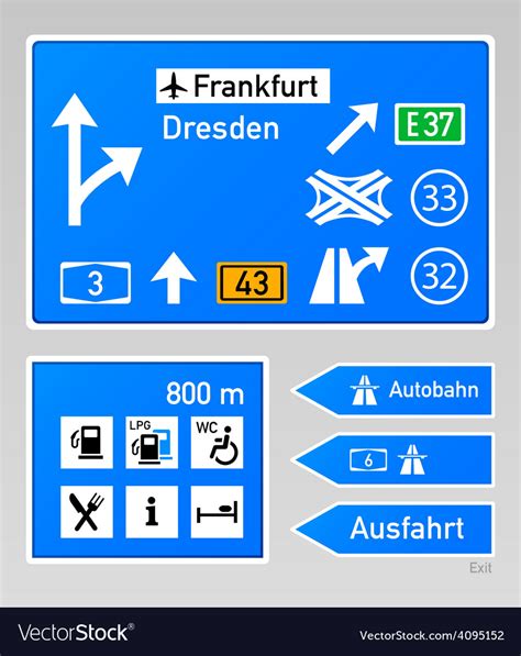 Autobahn signs Royalty Free Vector Image - VectorStock