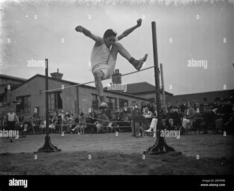 Sport at Swanscombe school . The high jump . 1938 Stock Photo - Alamy