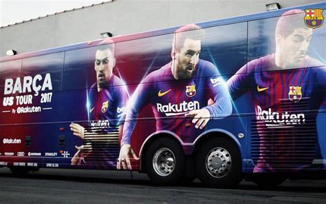 The FC Barcelona bus for the US tour ready