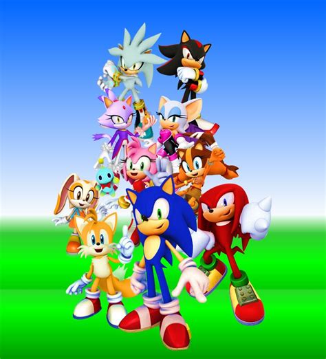 sonic the hedgehog is surrounded by other characters