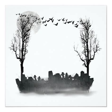 Halloween Graveyard Silhouette Invitation | Zazzle.com