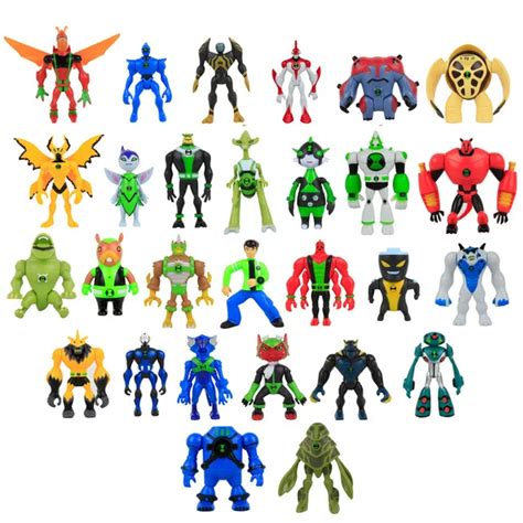 28Pcs/Set Cartoon Ben 10 Toys Ben Tennyson With Light PVC Ben10 Alien ...