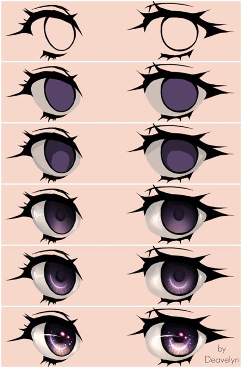 Starry Eyes Steps by Maruvie.deviantart.com on @DeviantArt | Anime eye drawing, Eye drawing ...